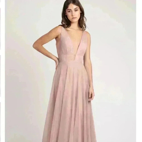 Jenny Yoo Kaelyn Long Bridesmaid Dress in whipped Apricot size 12 NWT - Picture 10 of 10